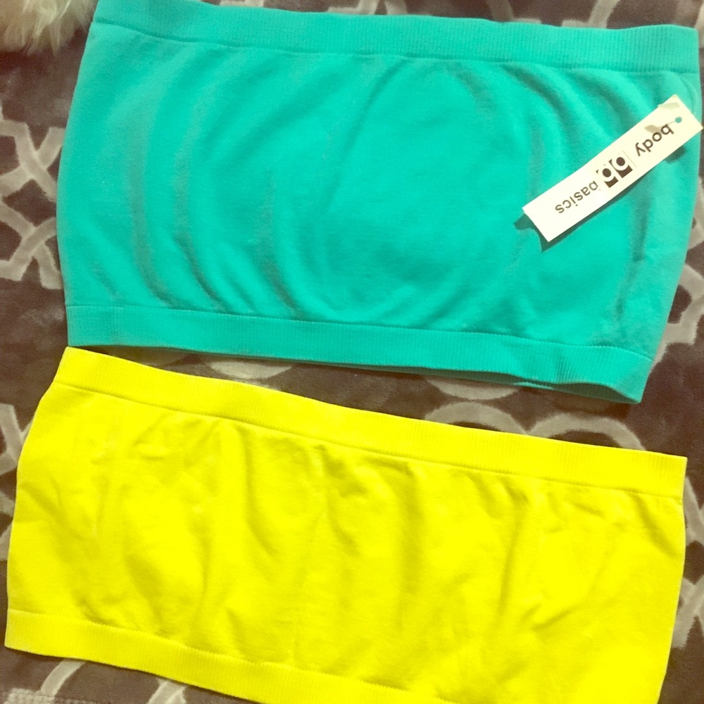 Set of Basic Bandeaus and Neon Pink Tank Top